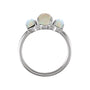 Sapphire Row Natural Gemstone Cabochon Trio Ring - Ethiopian Opal, Platinum (view 2)
