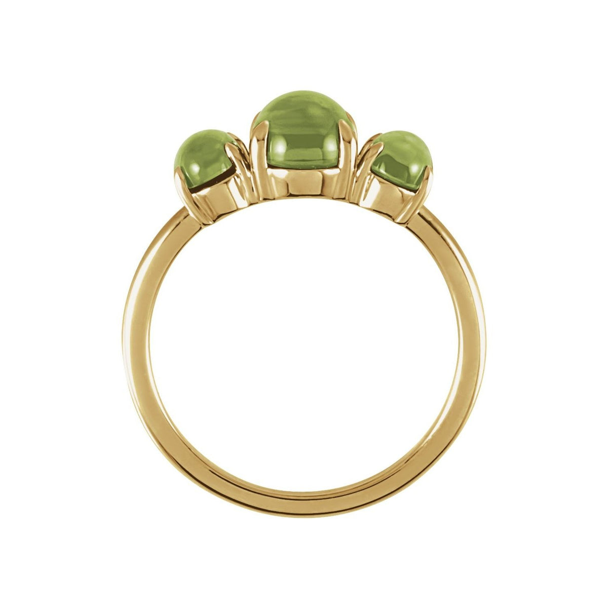 Sapphire Row Natural Gemstone Cabochon Trio Ring - Peridot, 14K Yellow Gold (view 2)
