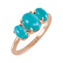Sapphire Row Natural Gemstone Cabochon Trio Ring - Turquoise, 14K Rose Gold