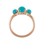Sapphire Row Natural Gemstone Cabochon Trio Ring - Turquoise, 14K Rose Gold (view 2)