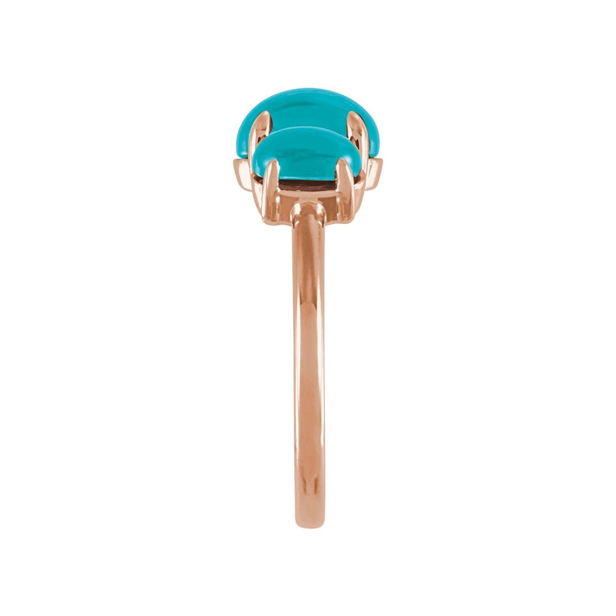 Sapphire Row Natural Gemstone Cabochon Trio Ring - Turquoise, 14K Rose Gold (view 3)