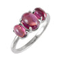 Sapphire Row Natural Gemstone Cabochon Trio Ring - Rhodolite Garnet, Platinum