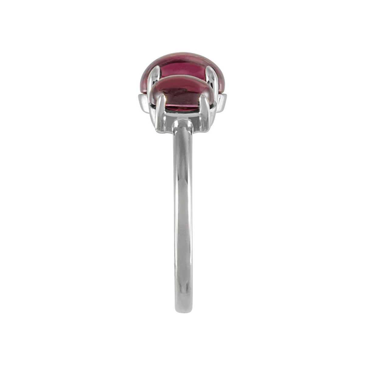 Sapphire Row Natural Gemstone Cabochon Trio Ring - Rhodolite Garnet, Platinum (view 3)