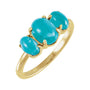 Sapphire Row Natural Gemstone Cabochon Trio Ring - Turquoise, 14K Yellow Gold
