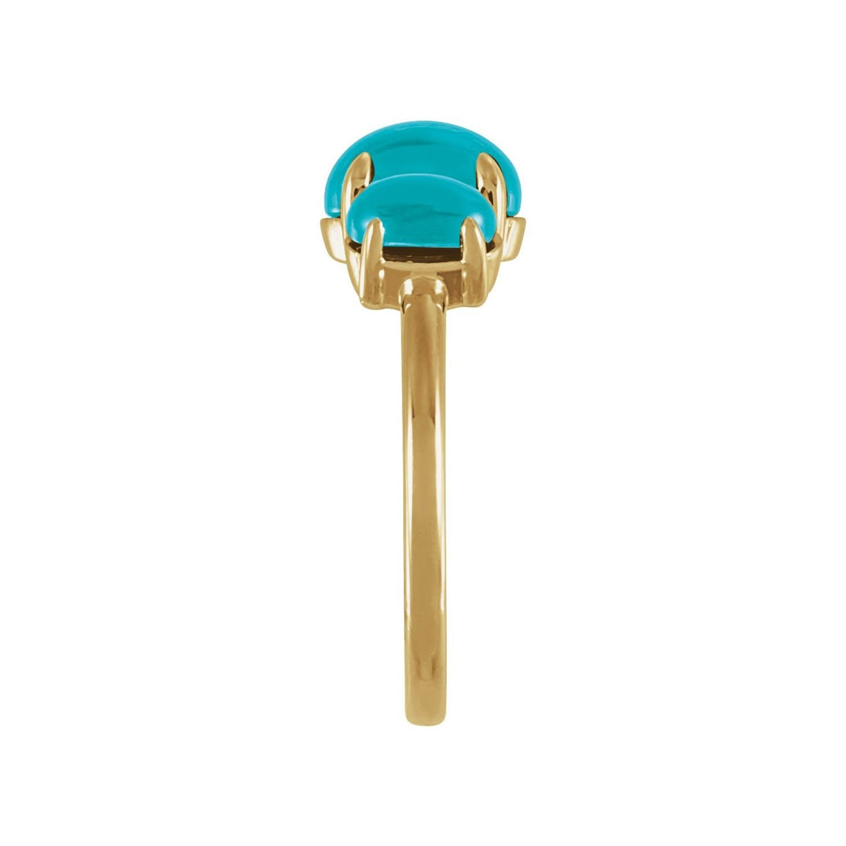 Sapphire Row Natural Gemstone Cabochon Trio Ring - Turquoise, 14K Yellow Gold (view 3)