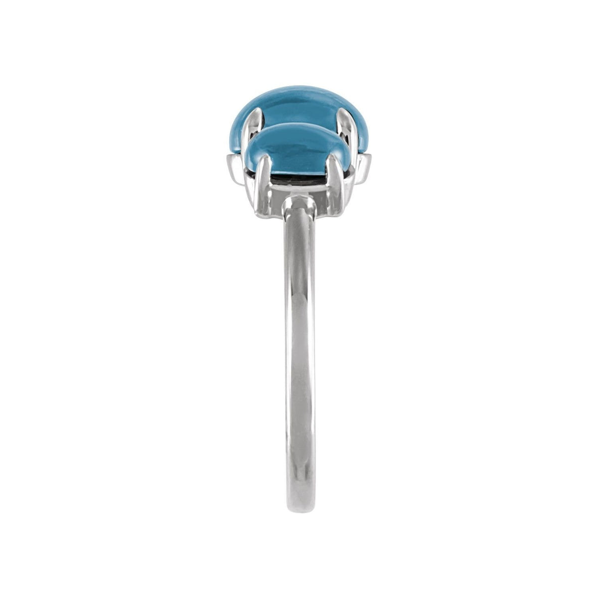 Sapphire Row Natural Gemstone Cabochon Trio Ring - London Blue Topaz, 14K White Gold (view 3)