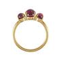 Sapphire Row Natural Gemstone Cabochon Trio Ring - Rhodolite Garnet, 14K Yellow Gold (view 2)
