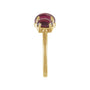 Sapphire Row Natural Gemstone Cabochon Trio Ring - Rhodolite Garnet, 14K Yellow Gold (view 3)