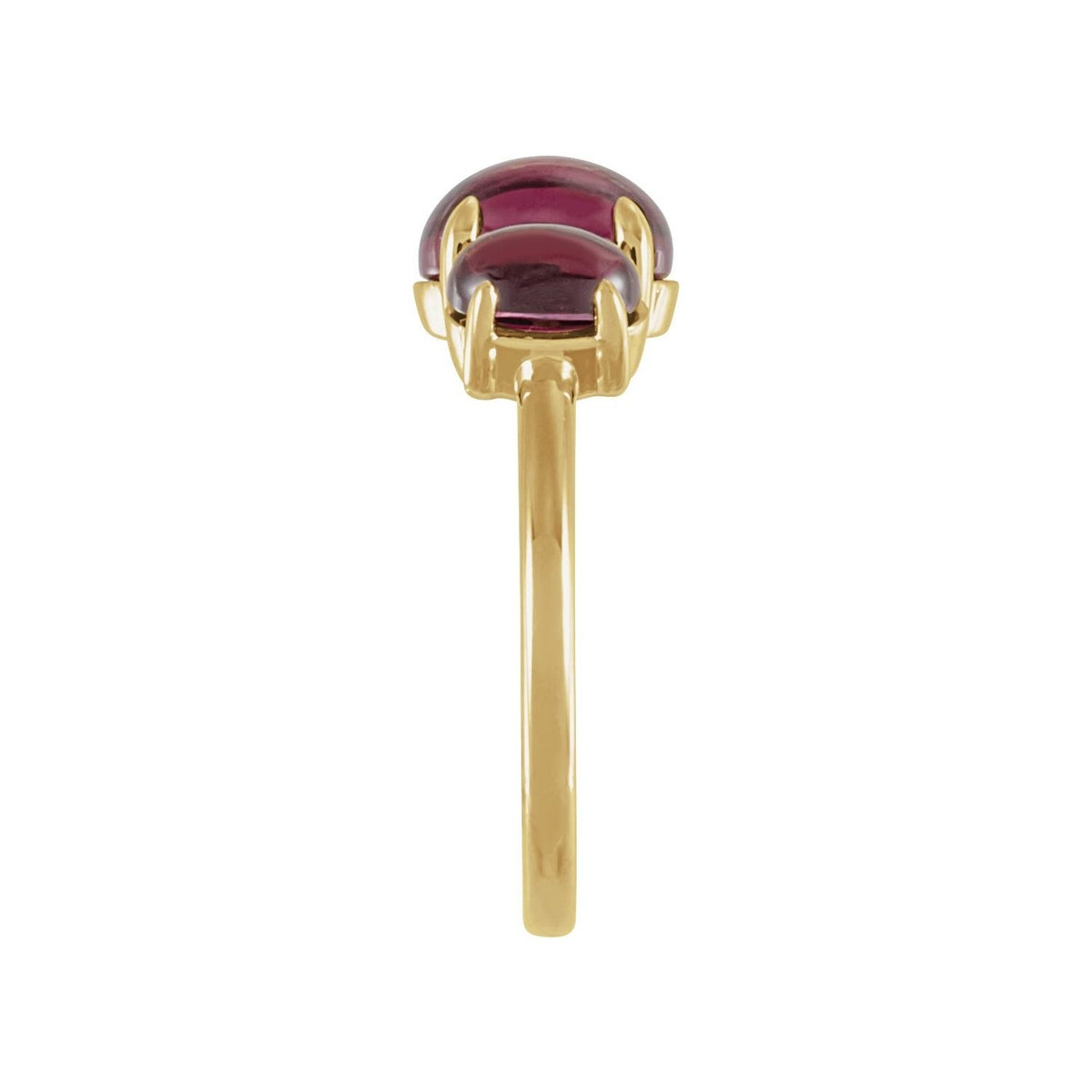 Sapphire Row Natural Gemstone Cabochon Trio Ring - Rhodolite Garnet, 14K Yellow Gold (view 3)