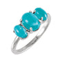 Sapphire Row Natural Gemstone Cabochon Trio Ring - Turquoise, Platinum