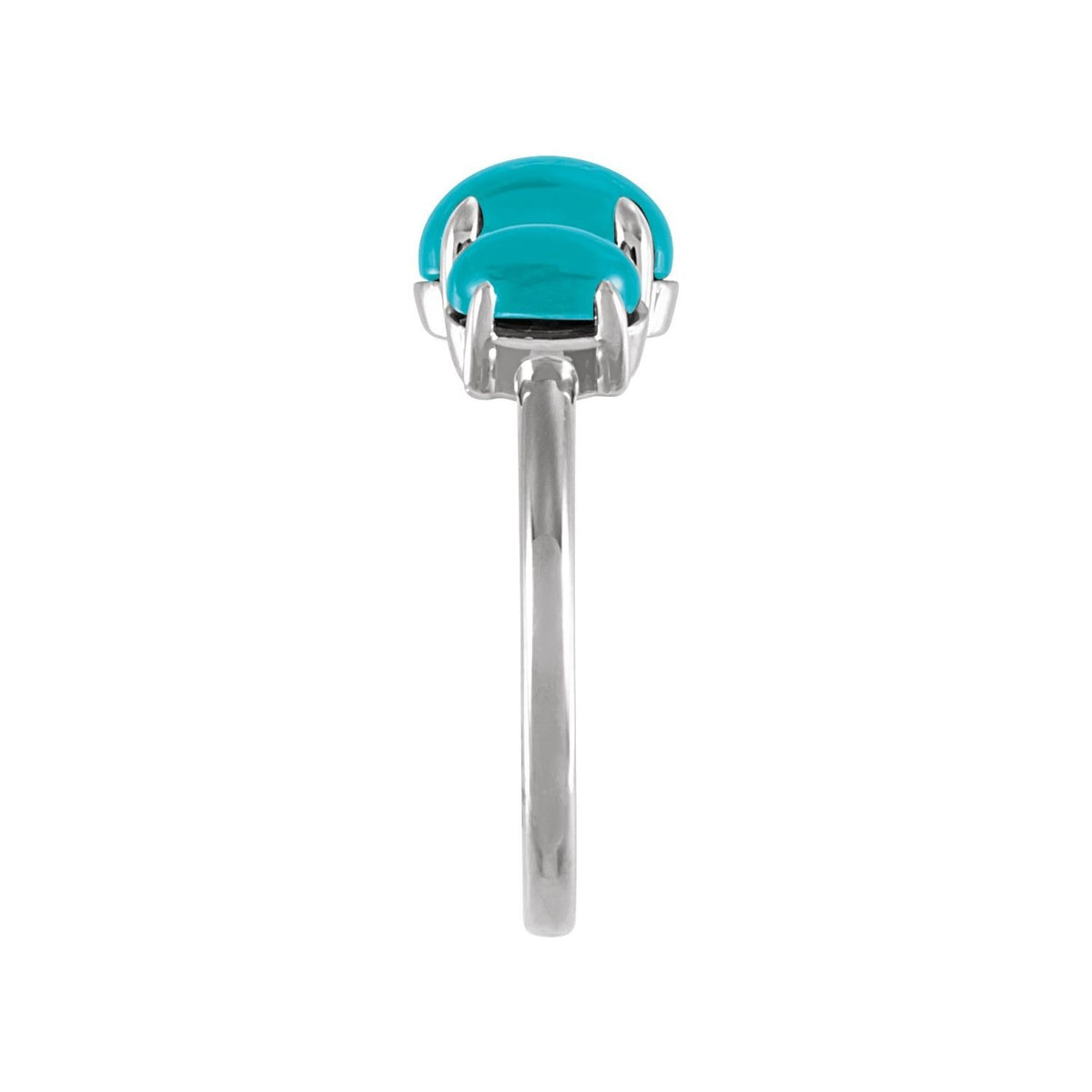 Sapphire Row Natural Gemstone Cabochon Trio Ring - Turquoise, Platinum (view 3)