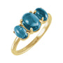 Sapphire Row Natural Gemstone Cabochon Trio Ring - London Blue Topaz, 14K Yellow Gold