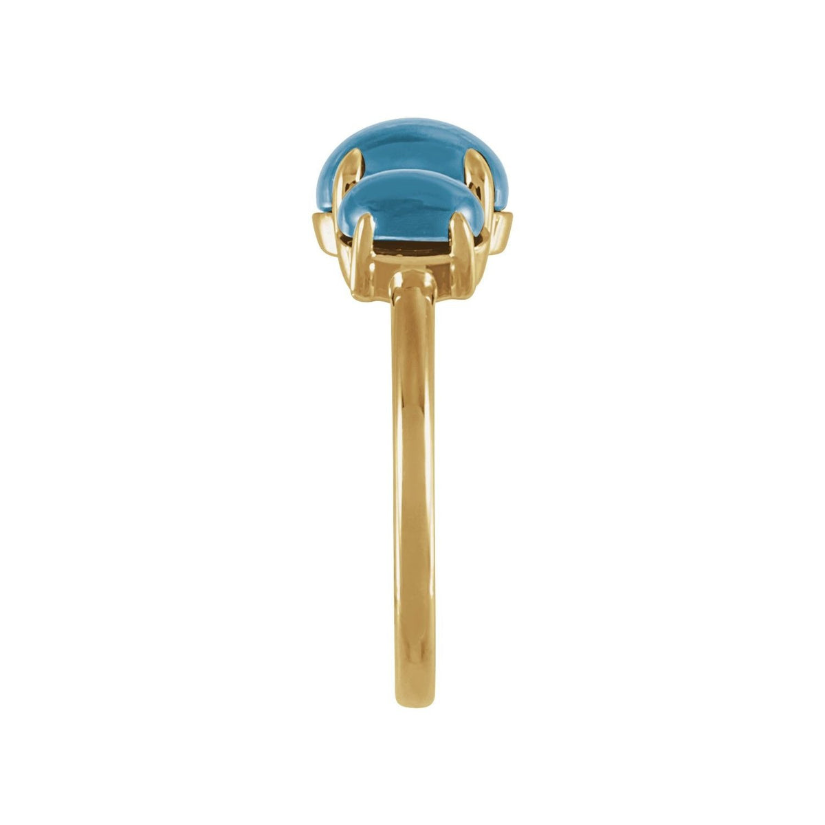 Sapphire Row Natural Gemstone Cabochon Trio Ring - London Blue Topaz, 14K Yellow Gold (view 3)
