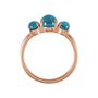 Sapphire Row Natural Gemstone Cabochon Trio Ring - London Blue Topaz, 14K Rose Gold (view 2)