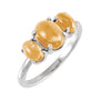 Sapphire Row Natural Gemstone Cabochon Trio Ring - Citrine, Platinum