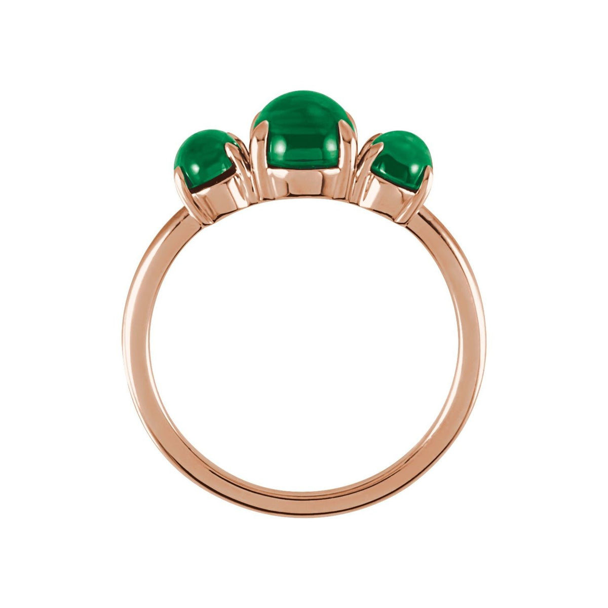 Sapphire Row Lab-Grown Emerald Cabochon Trio Ring - 14K Rose Gold (view 2)