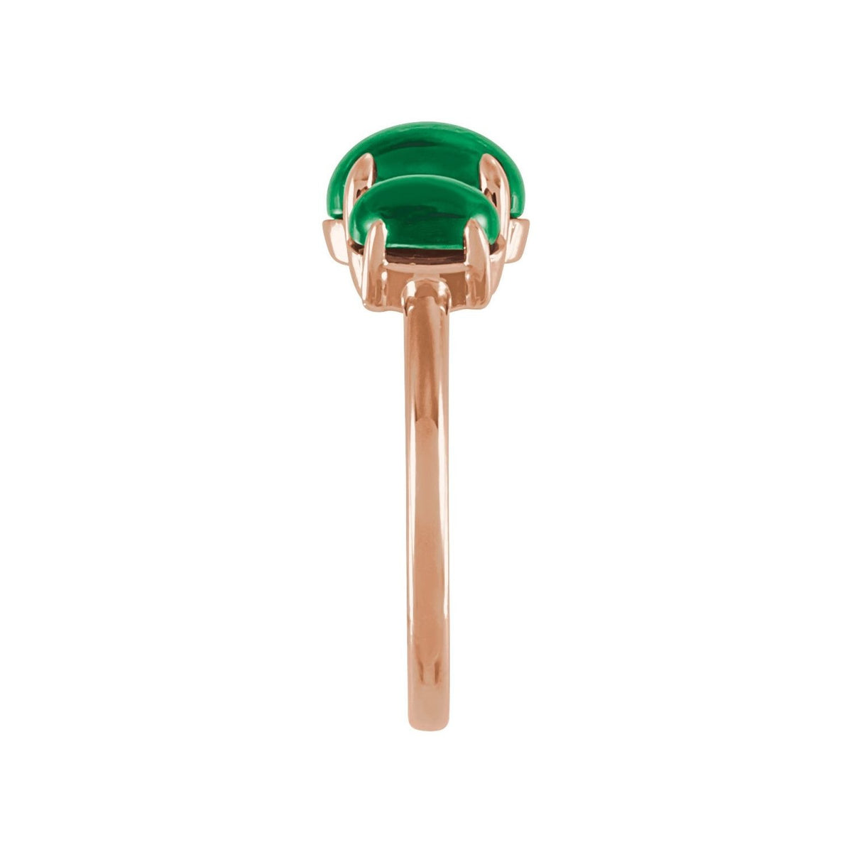 Sapphire Row Lab-Grown Emerald Cabochon Trio Ring - 14K Rose Gold (view 3)