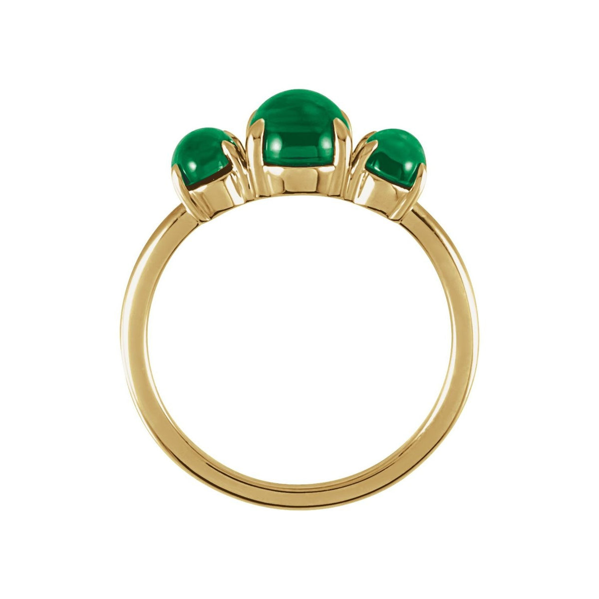 Sapphire Row Lab-Grown Emerald Cabochon Trio Ring - 14K Yellow Gold (view 2)
