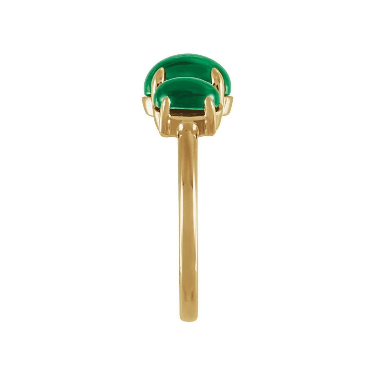 Sapphire Row Lab-Grown Emerald Cabochon Trio Ring - 14K Yellow Gold (view 3)