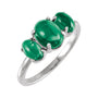 Sapphire Row Lab-Grown Emerald Cabochon Trio Ring - 14K White Gold