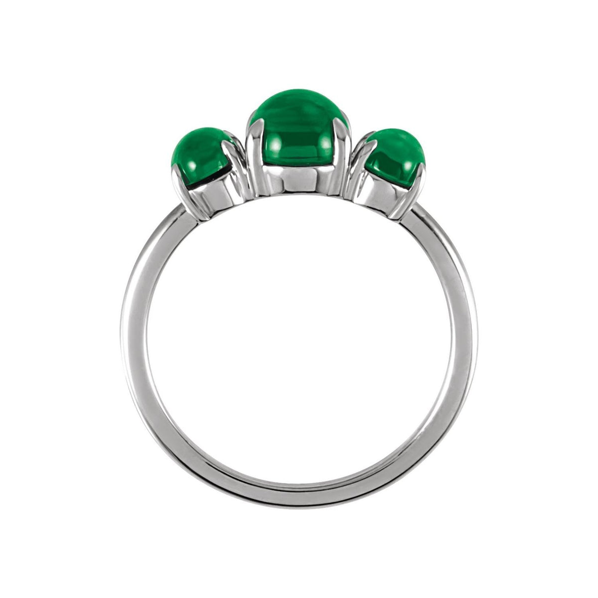 Sapphire Row Lab-Grown Emerald Cabochon Trio Ring - Platinum (view 2)
