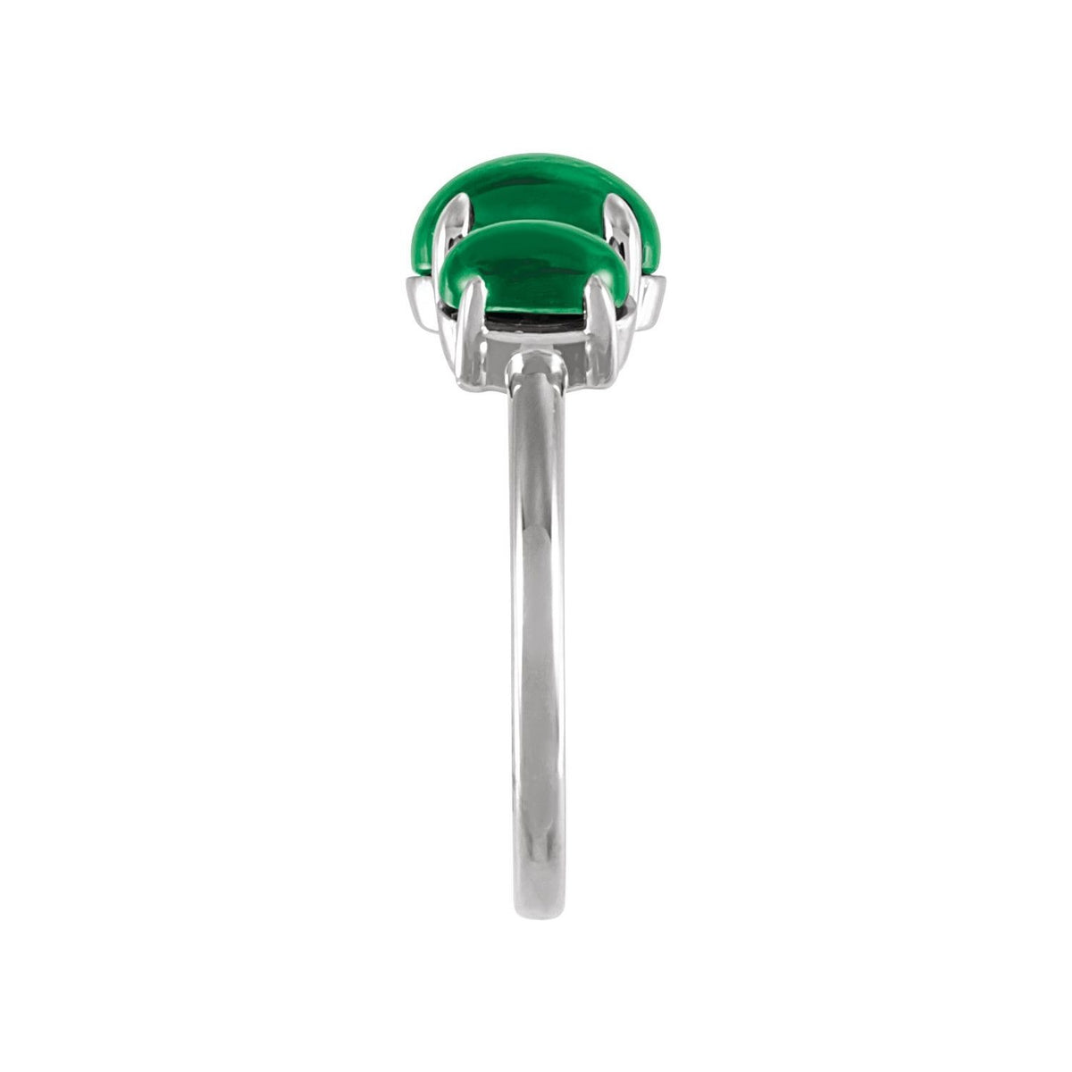 Sapphire Row Lab-Grown Emerald Cabochon Trio Ring - Platinum (view 3)