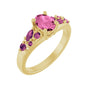 Sapphire Row Lab-Grown Pink Sapphire & Natural Pink Tourmaline Cluster Ring - 14K Yellow Gold