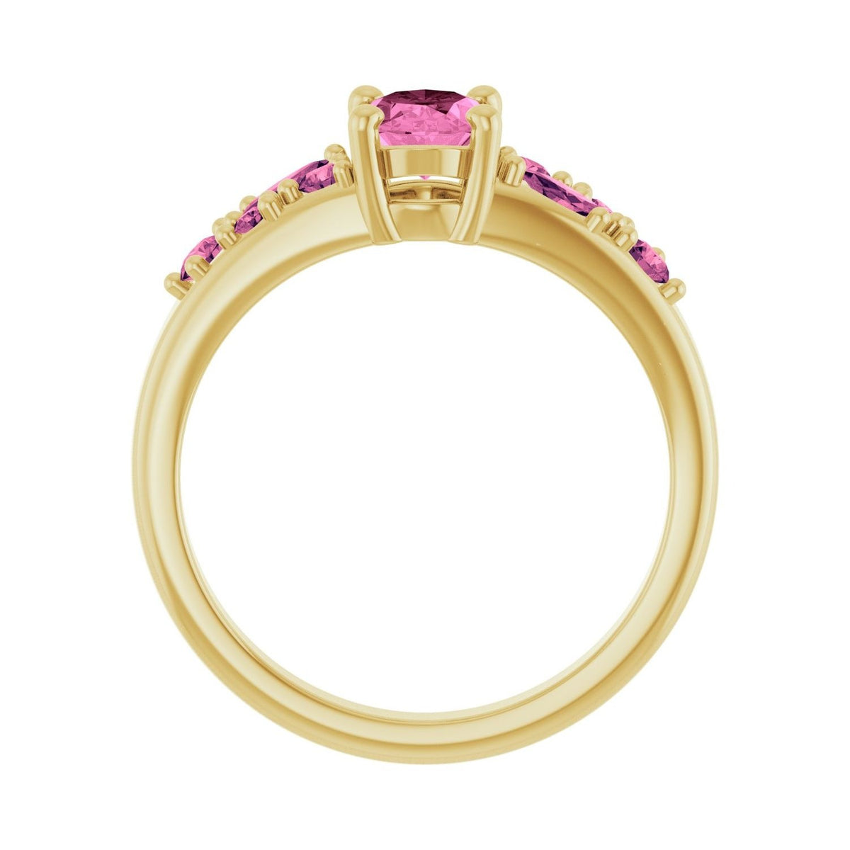 Sapphire Row Lab-Grown Pink Sapphire & Natural Pink Tourmaline Cluster Ring - 14K Yellow Gold (view 2)