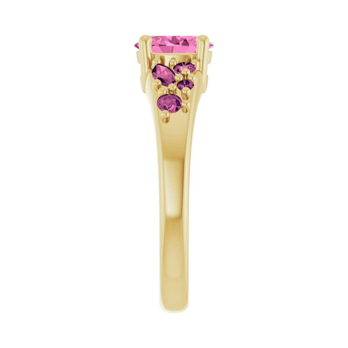 Sapphire Row Lab-Grown Pink Sapphire & Natural Pink Tourmaline Cluster Ring - 14K Yellow Gold (view 4)