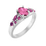 Sapphire Row Lab-Grown Pink Sapphire & Natural Pink Tourmaline Cluster Ring - Platinum