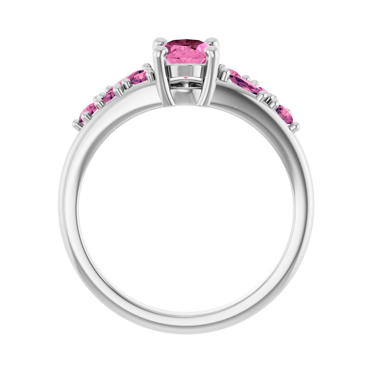 Sapphire Row Lab-Grown Pink Sapphire & Natural Pink Tourmaline Cluster Ring - Platinum (view 2)