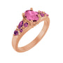 Sapphire Row Lab-Grown Pink Sapphire & Natural Pink Tourmaline Cluster Ring - 14K Rose Gold