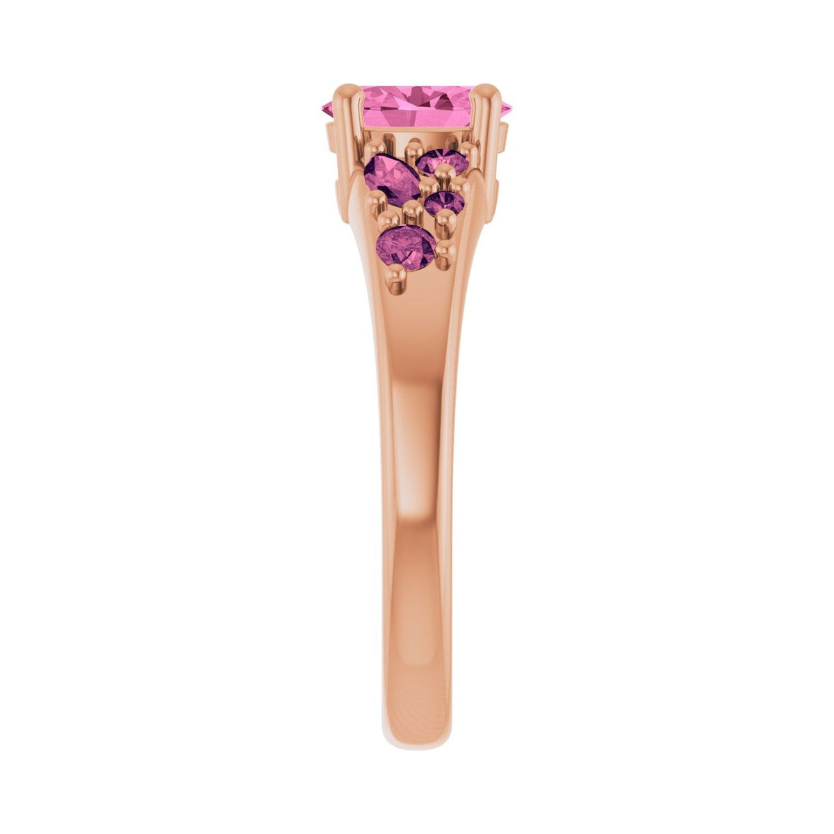 Sapphire Row Lab-Grown Pink Sapphire & Natural Pink Tourmaline Cluster Ring - 14K Rose Gold (view 4)
