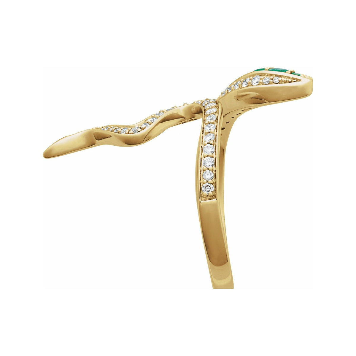 Sapphire Row Lab-Grown Emerald Snake Wrap Ring - 14K Yellow Gold (view 3)