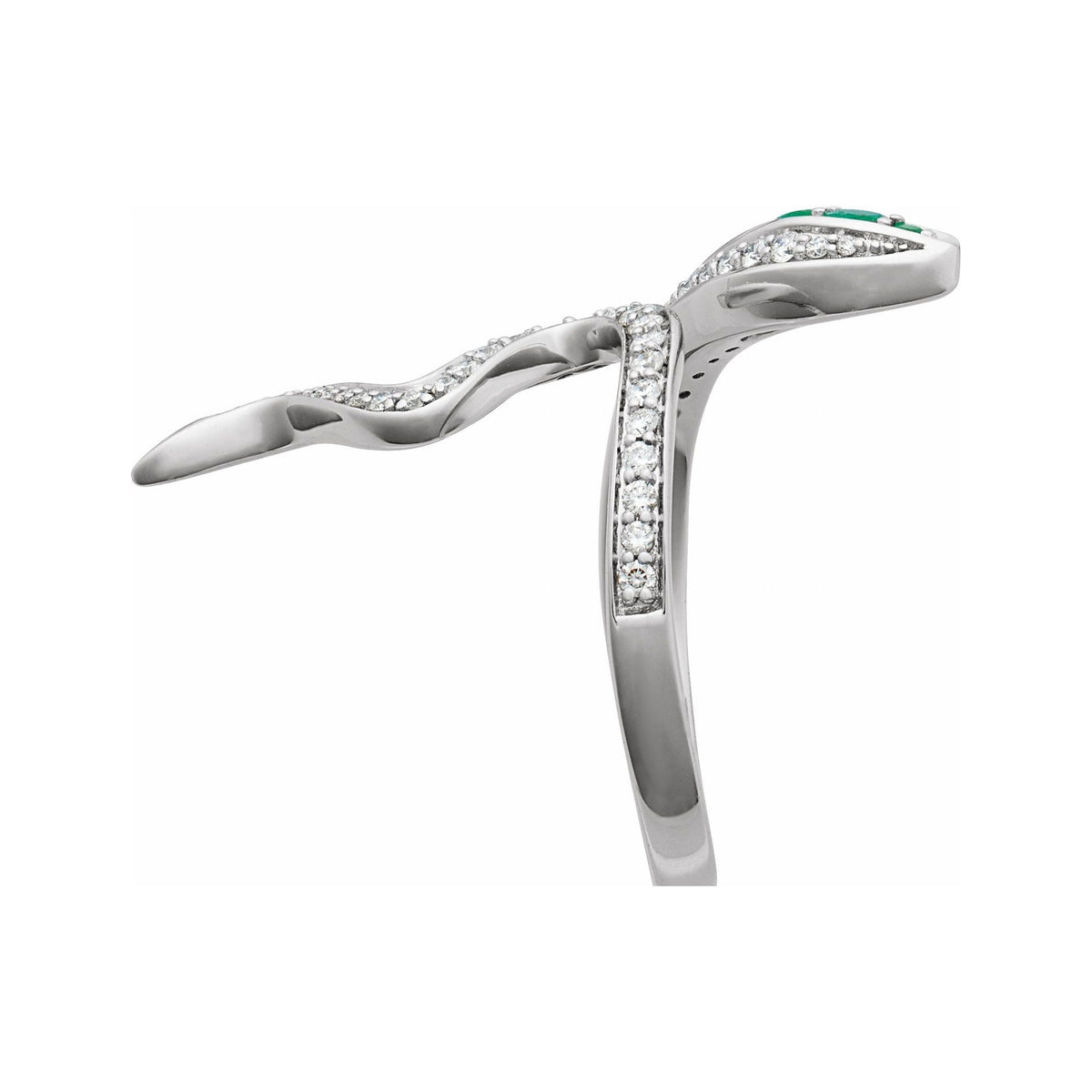 Sapphire Row Lab-Grown Emerald Snake Wrap Ring - Platinum (view 3)