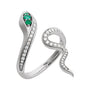 Sapphire Row Lab-Grown Emerald Snake Wrap Ring - 14K White Gold