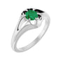 Sapphire Row Natural Emerald Belcher Solitaire Ring - Platinum