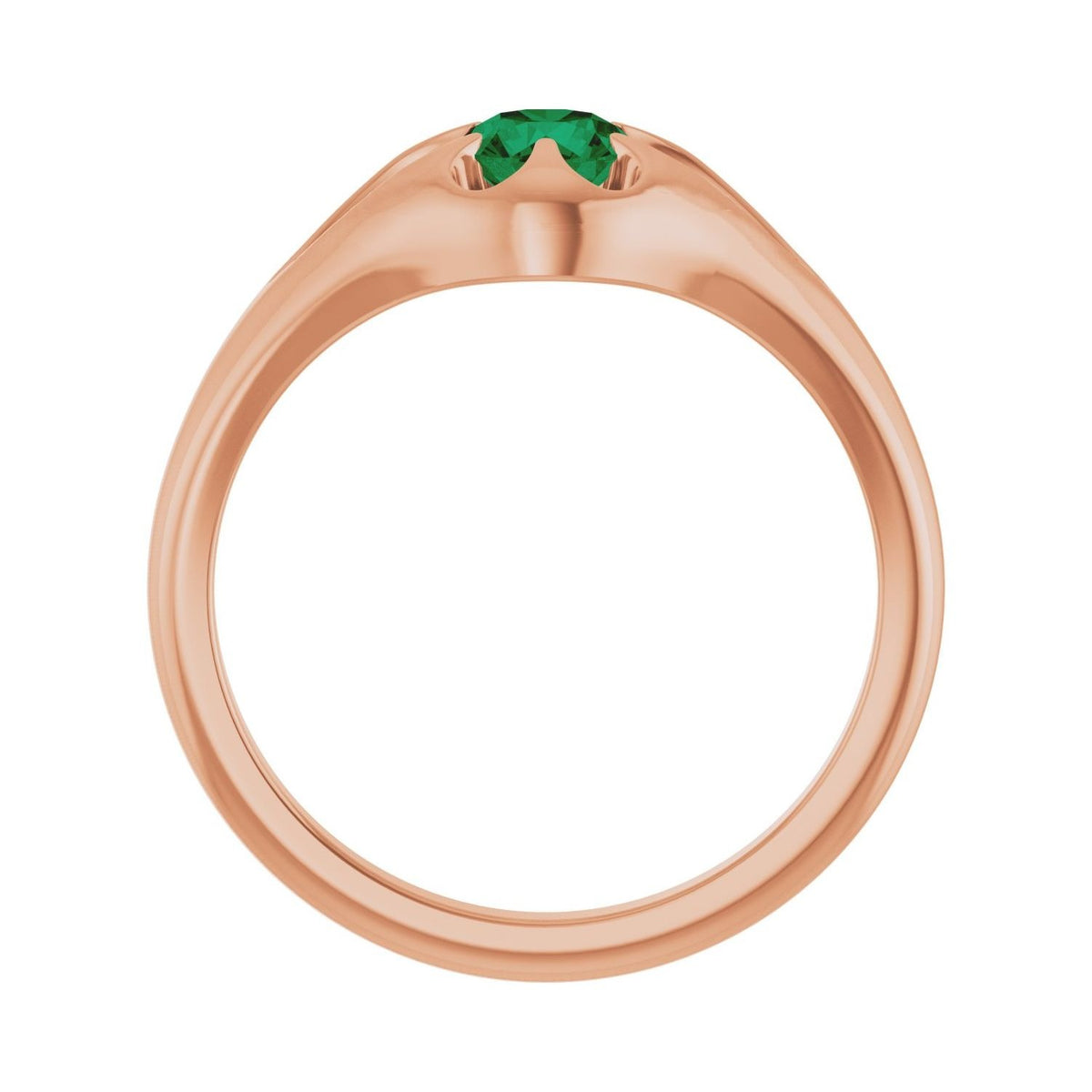 Sapphire Row Natural Emerald Belcher Solitaire Ring - 14K Rose Gold (view 2)