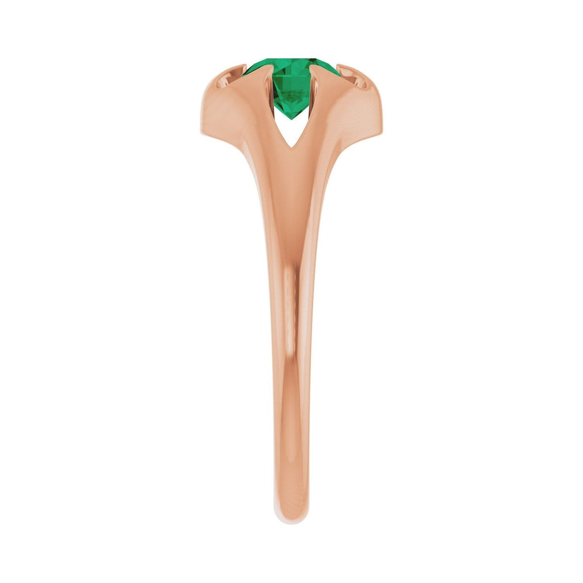 Sapphire Row Natural Emerald Belcher Solitaire Ring - 14K Rose Gold (view 4)