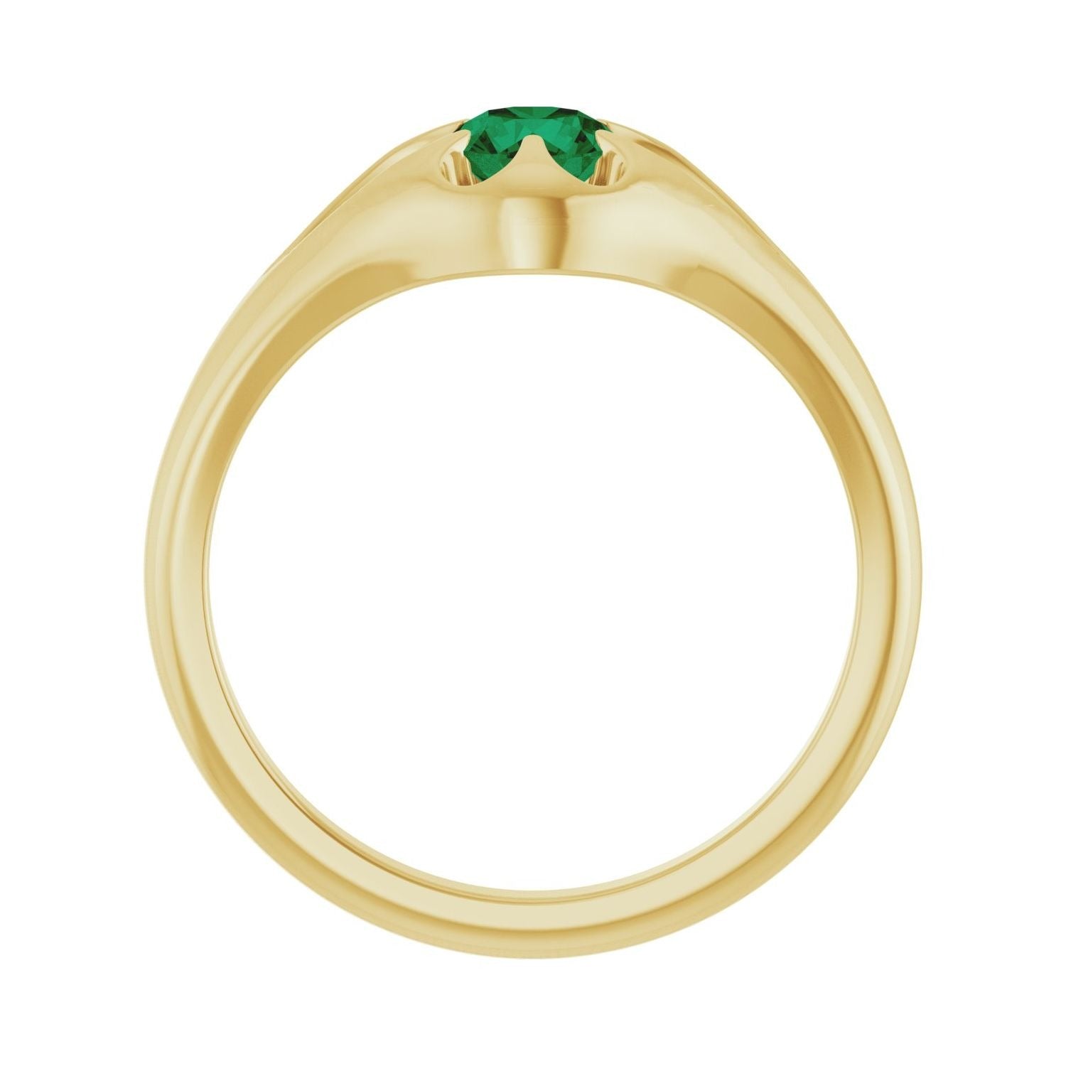 Sapphire Row Natural Emerald Belcher Solitaire Ring - 14K Yellow Gold (view 2)
