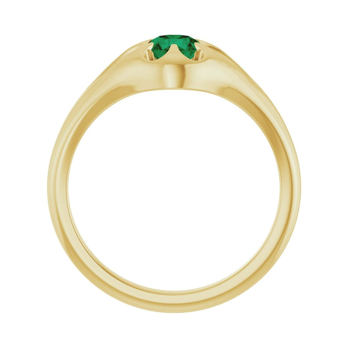 Sapphire Row Natural Emerald Belcher Solitaire Ring - 14K Yellow Gold (view 2)