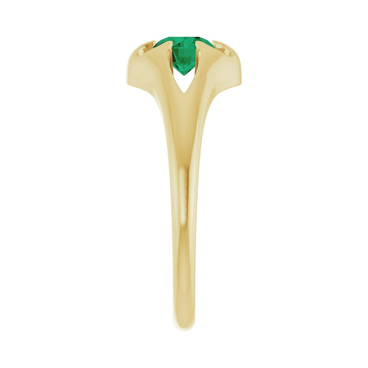 Sapphire Row Natural Emerald Belcher Solitaire Ring - 14K Yellow Gold (view 4)