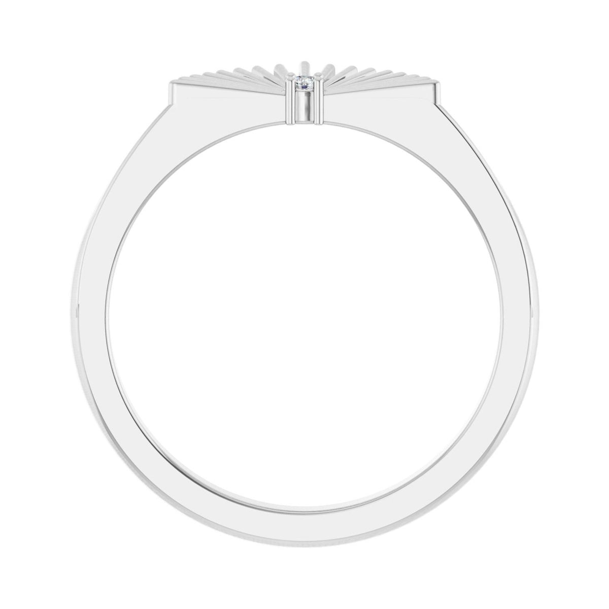 Sapphire Row Natural Diamond Fan Ring - 14K White Gold (view 2)