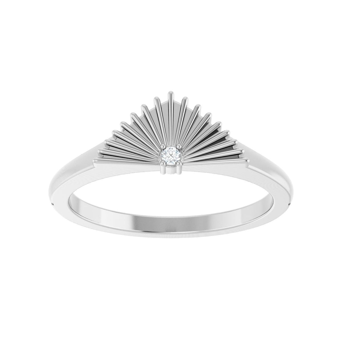 Sapphire Row Natural Diamond Fan Ring - 14K White Gold (view 3)
