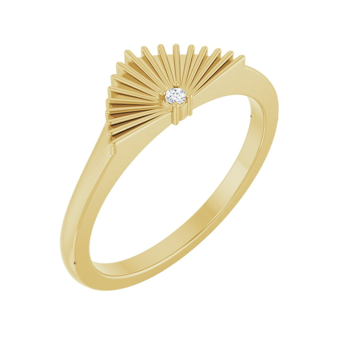 Sapphire Row Natural Diamond Fan Ring - 14K Yellow Gold