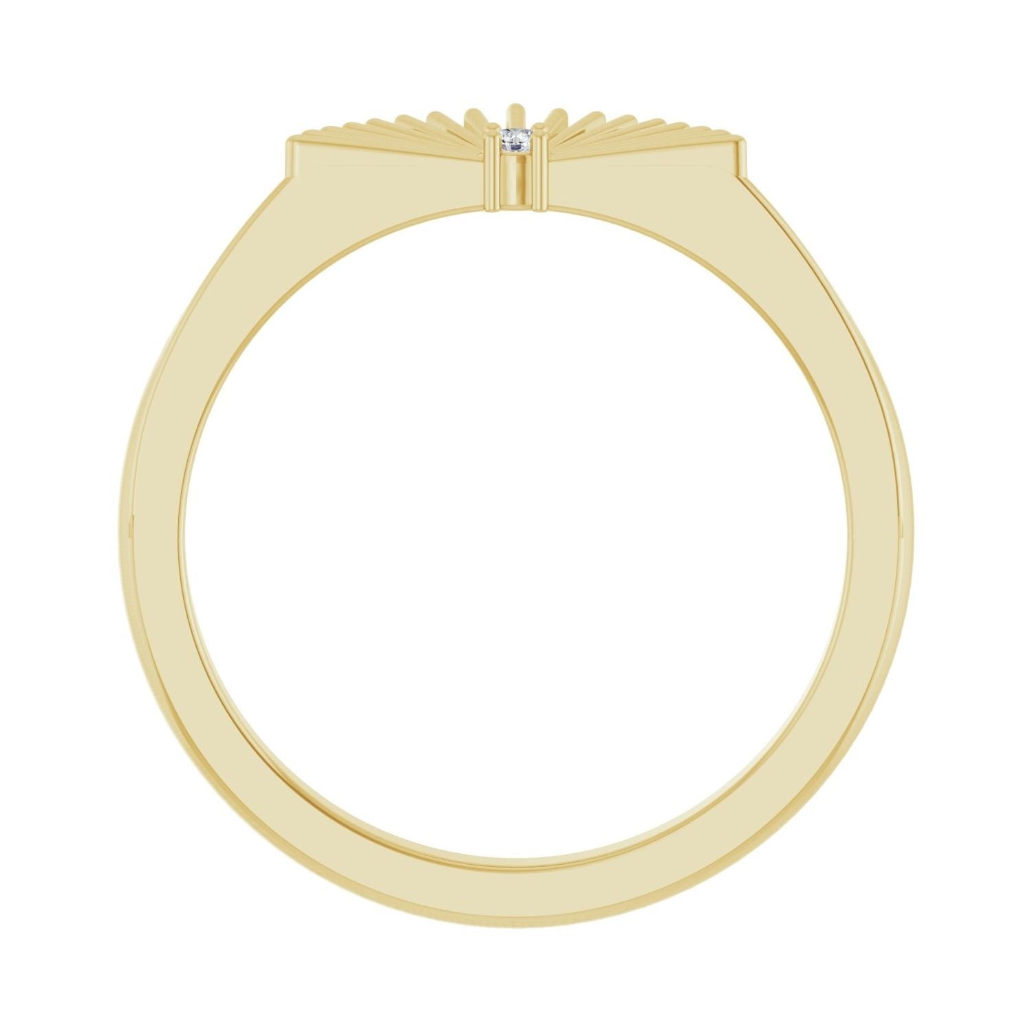 Sapphire Row Natural Diamond Fan Ring - 14K Yellow Gold (view 2)