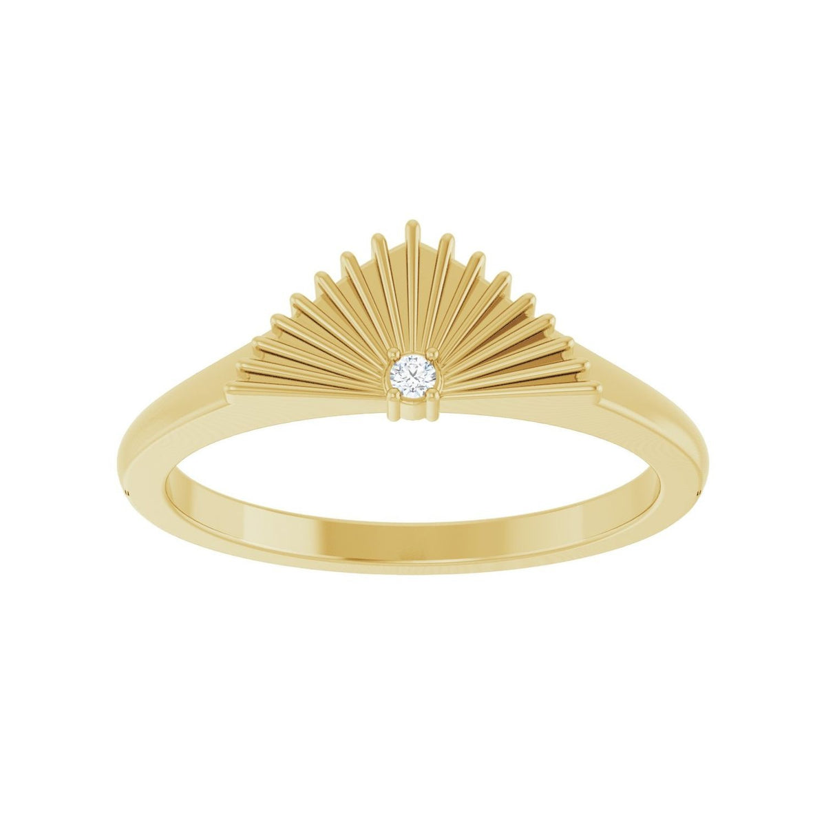 Sapphire Row Natural Diamond Fan Ring - 14K Yellow Gold (view 3)