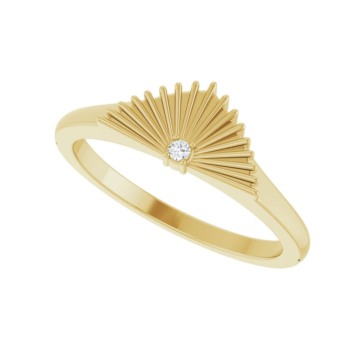 Sapphire Row Natural Diamond Fan Ring - 14K Yellow Gold (view 5)