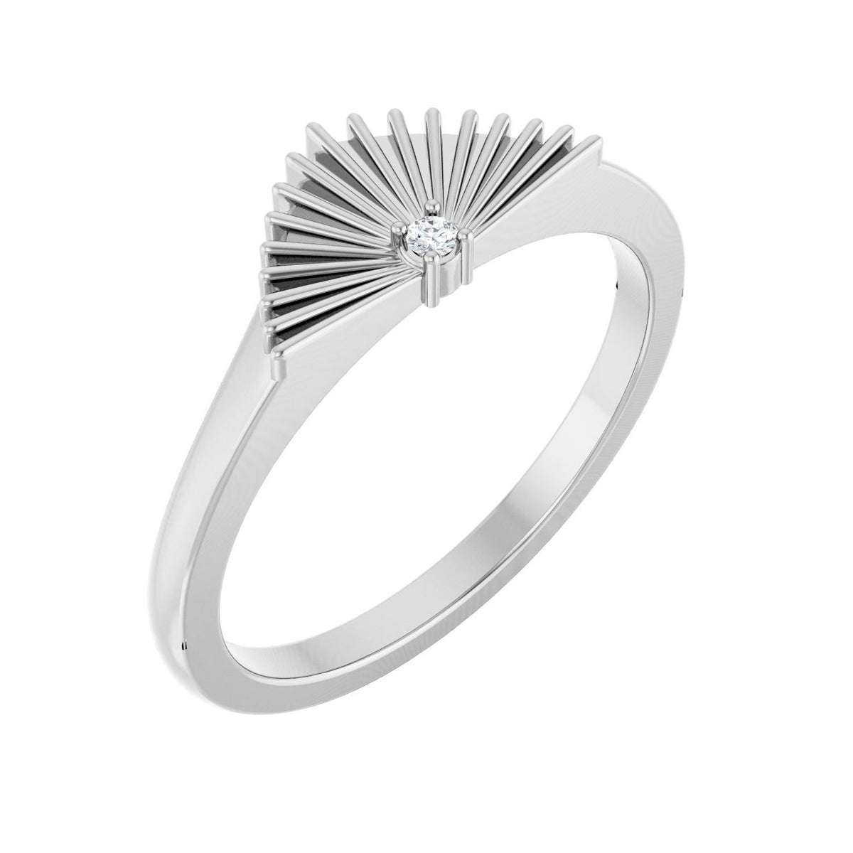 Sapphire Row Natural Diamond Fan Ring - Platinum