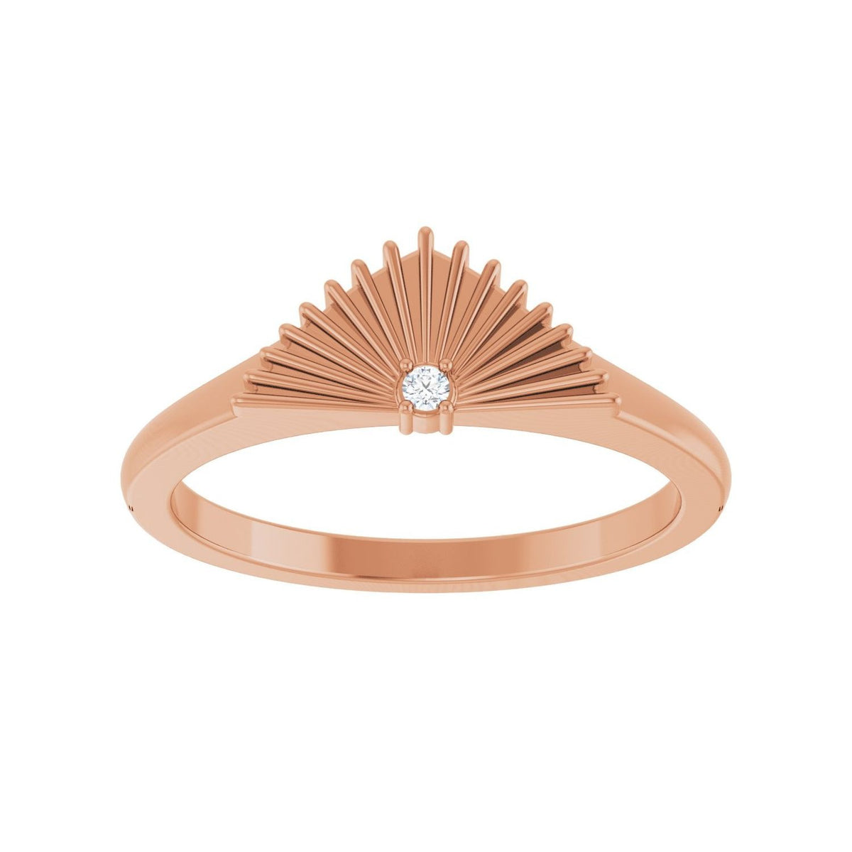 Sapphire Row Natural Diamond Fan Ring - 14K Rose Gold (view 3)